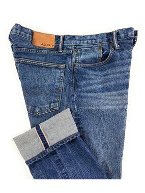 Axels Premium Denim Mens Straight Leg Selvedge Jeans Size 34x33 Made In USA